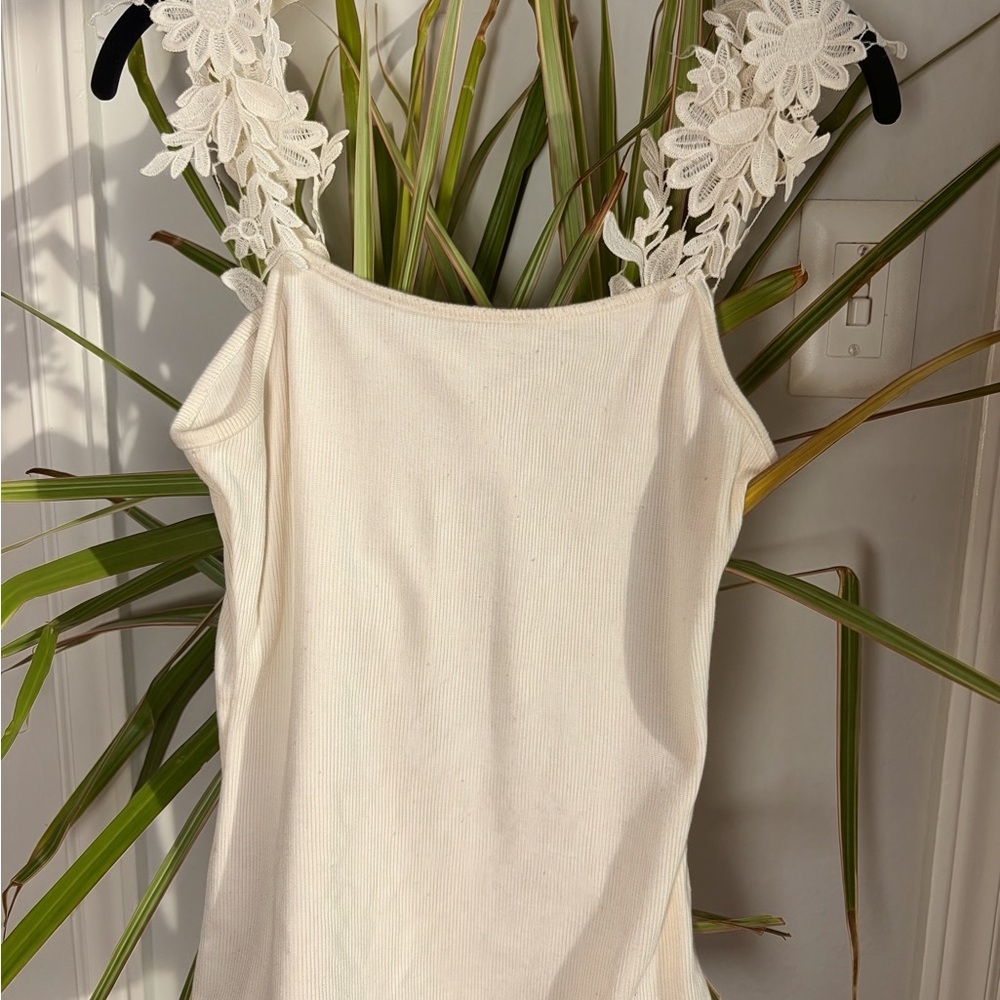 Elegant Cream Lace Strap Top